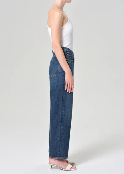 AGOLDE V Waist Baggy Jeans in Nexus Blue - Image 3