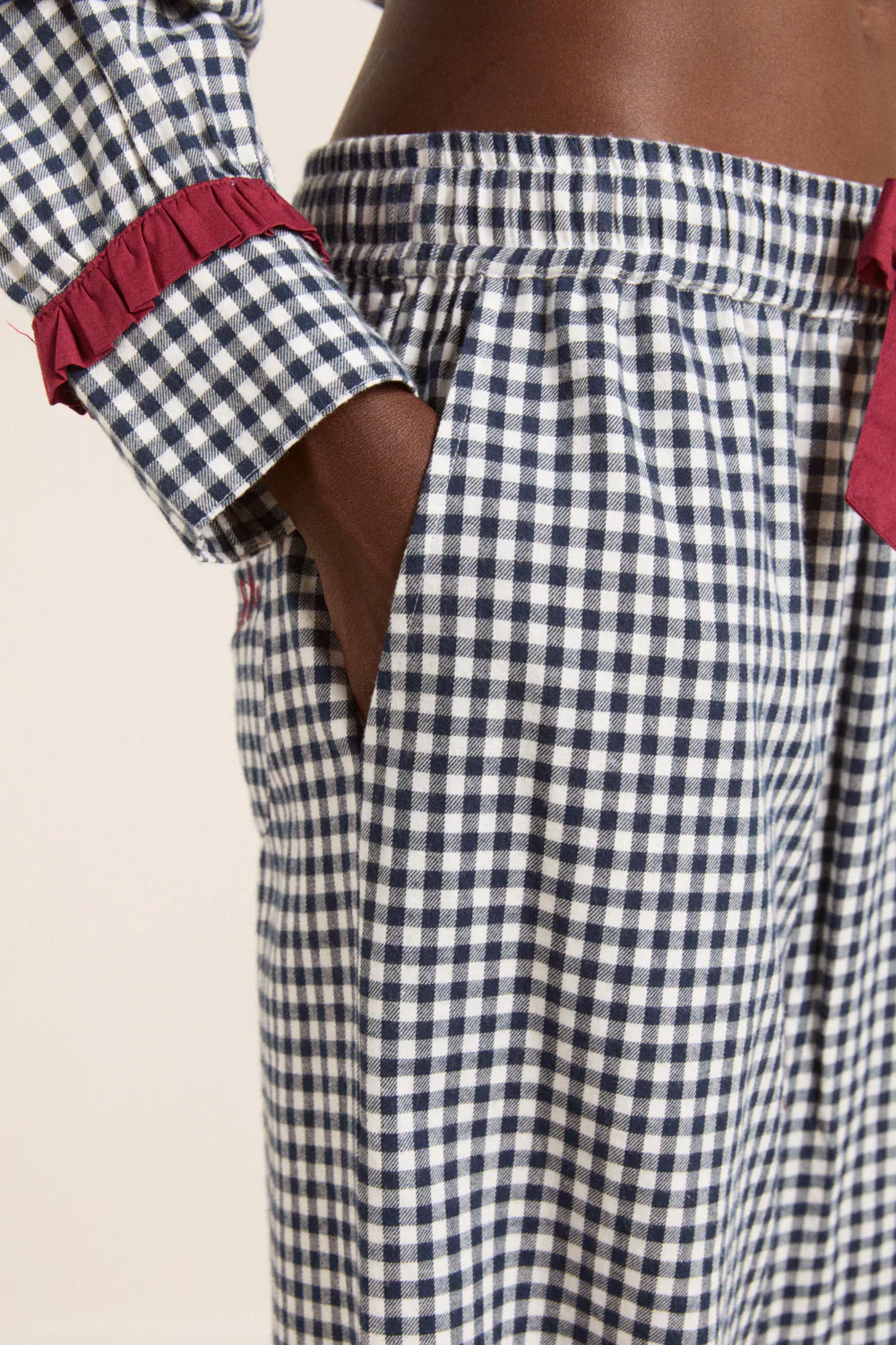 Antonia Pj Set in Navy Gingham - Image 5