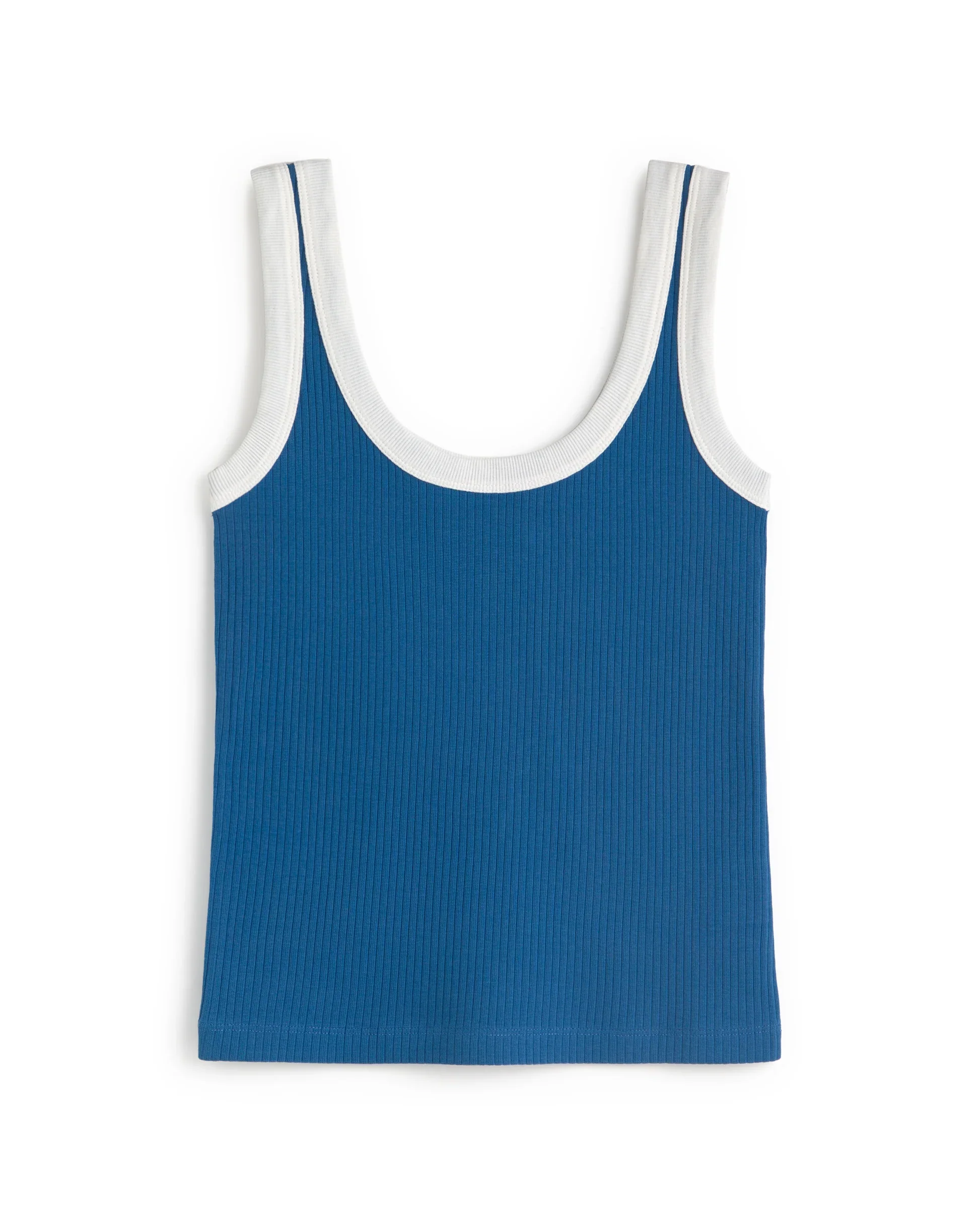 Blue with White Contrast Julia Tank Top - Image 4