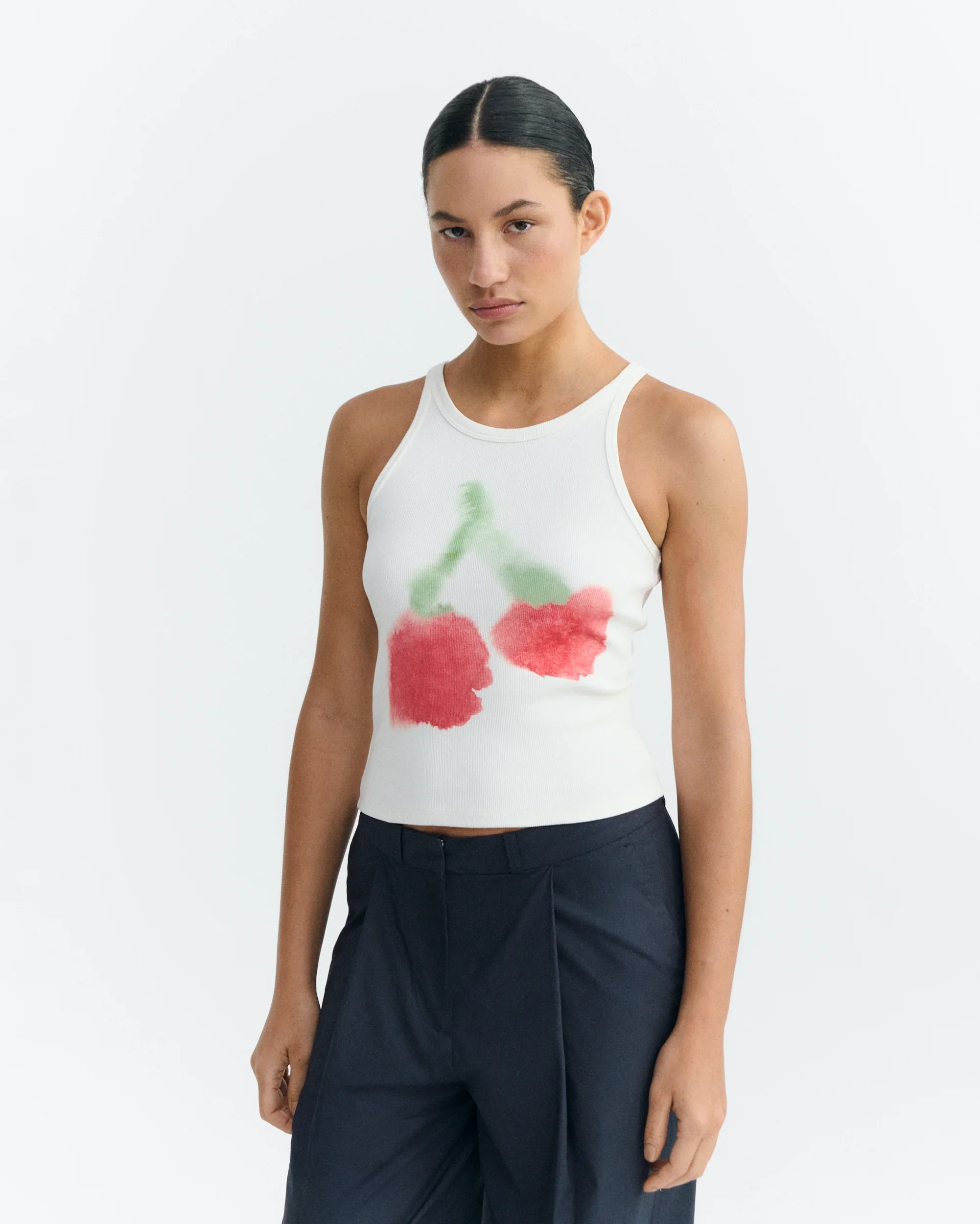 Blurry Cherry White Harriet Tank - Image 2