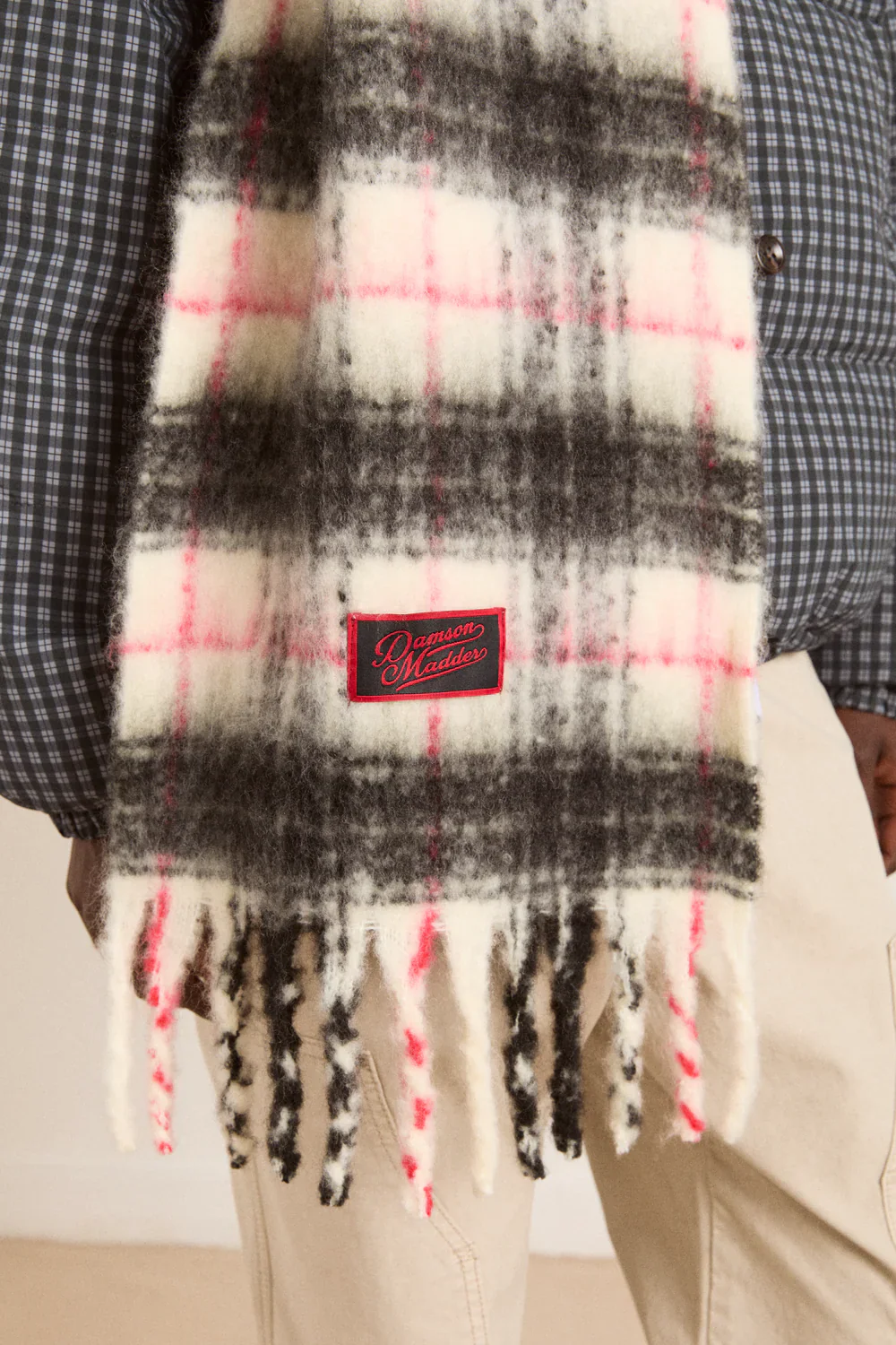 Brushed Oversized Scarf in Butter Check - Image 3