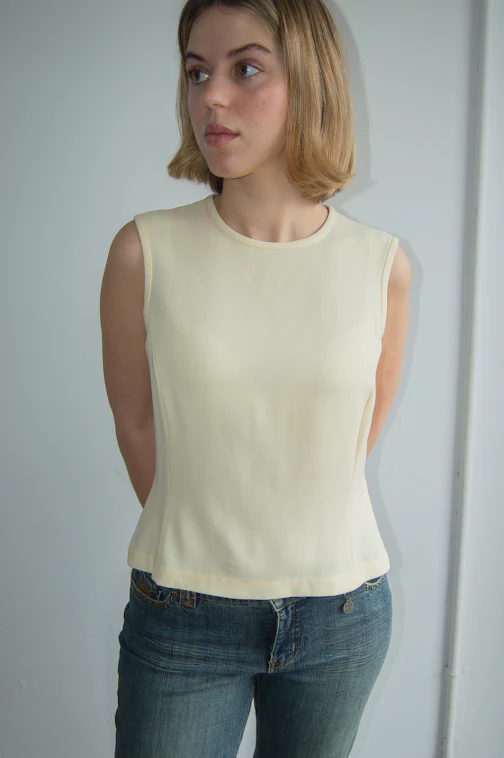 Butter Sleeveless Top with Back Buttons