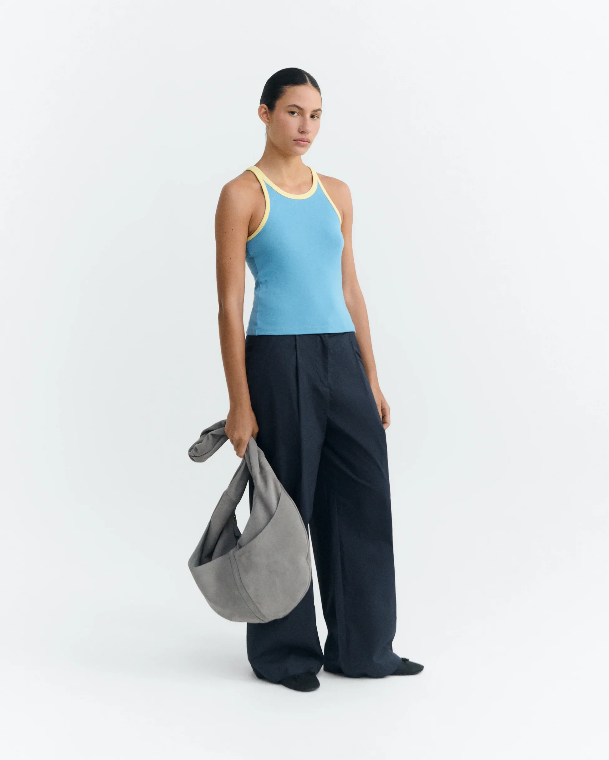 Harriet halter top in blue with yellow contrast - Image 2