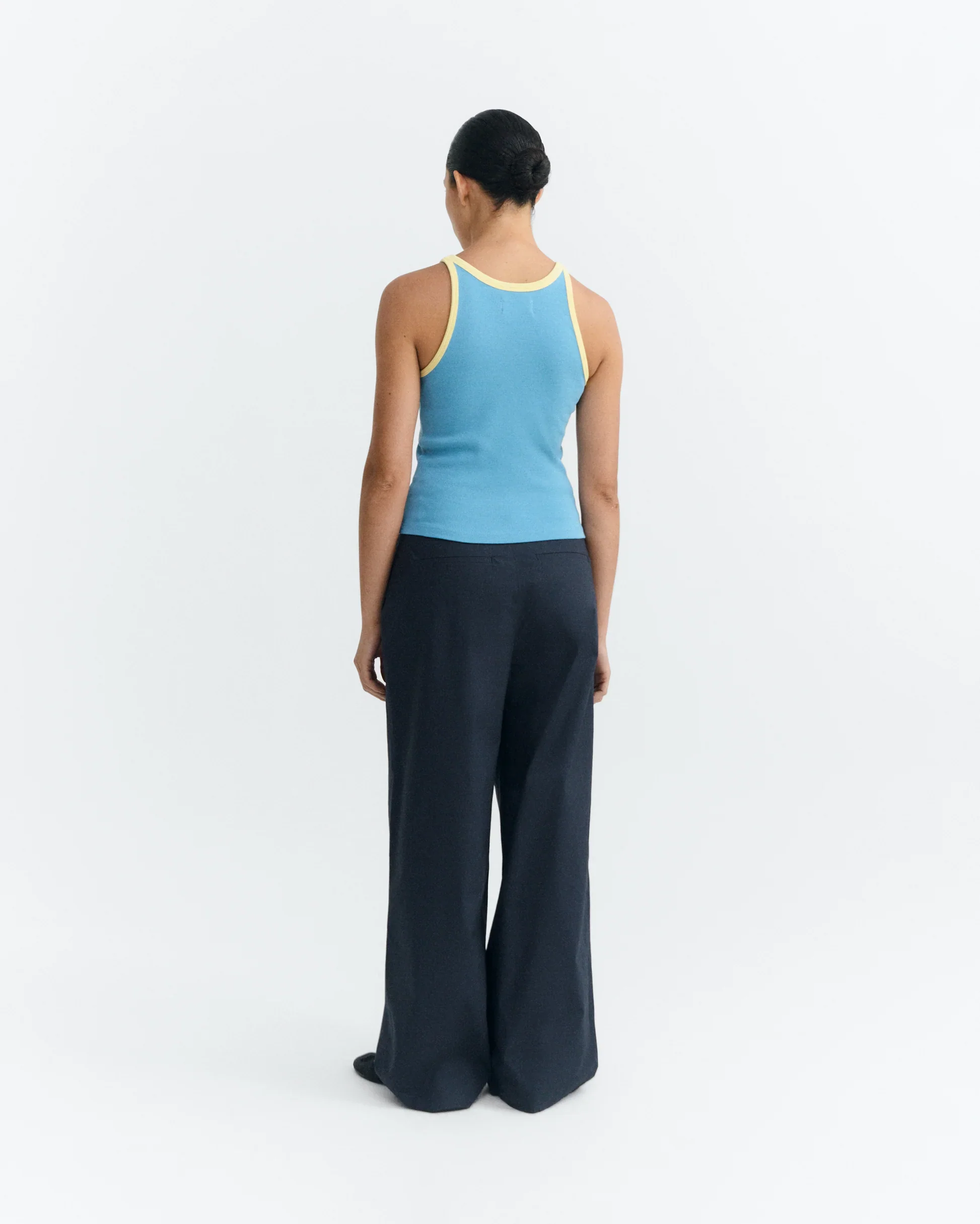 Harriet halter top in blue with yellow contrast - Image 4