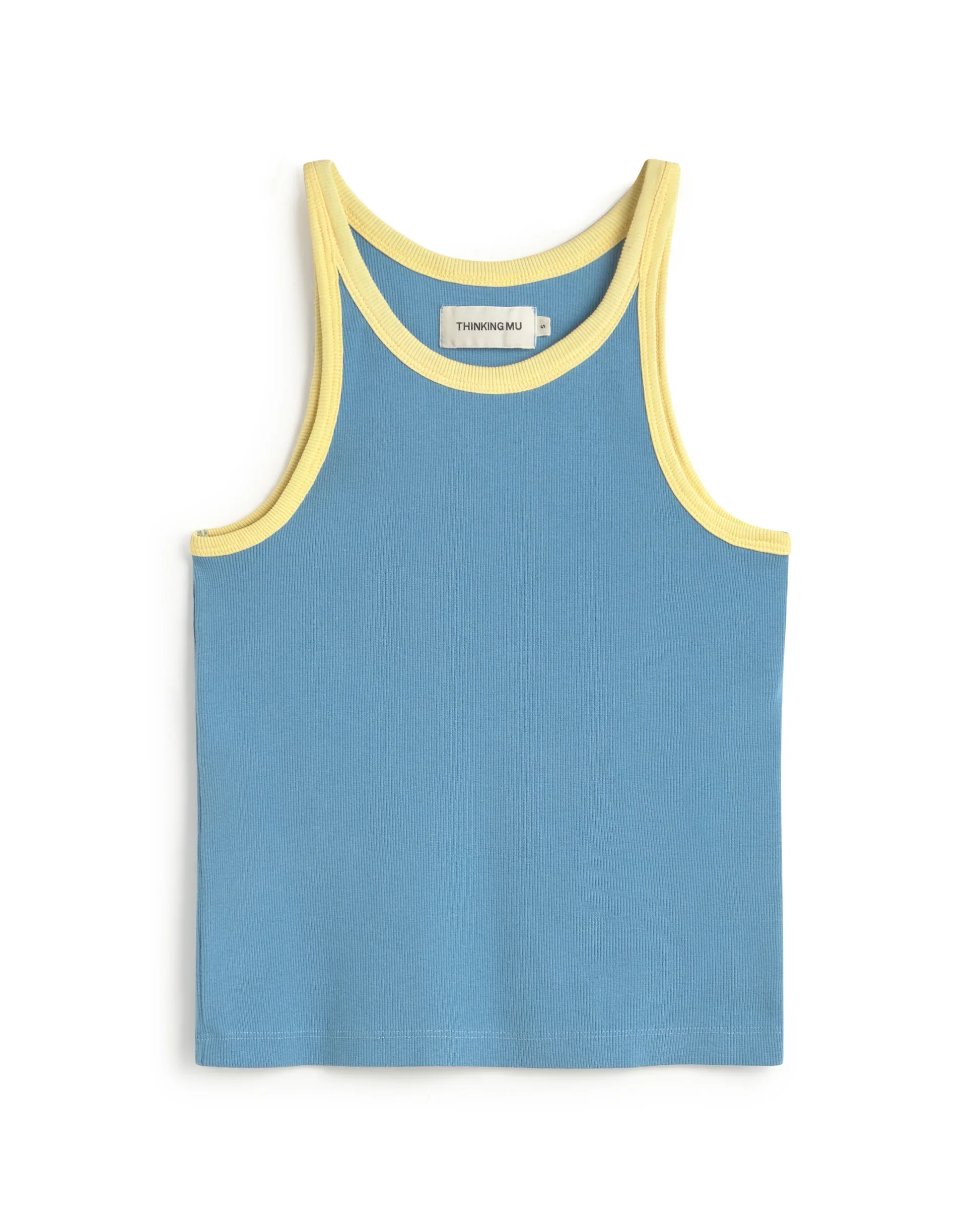 Harriet halter top in blue with yellow contrast - Image 5