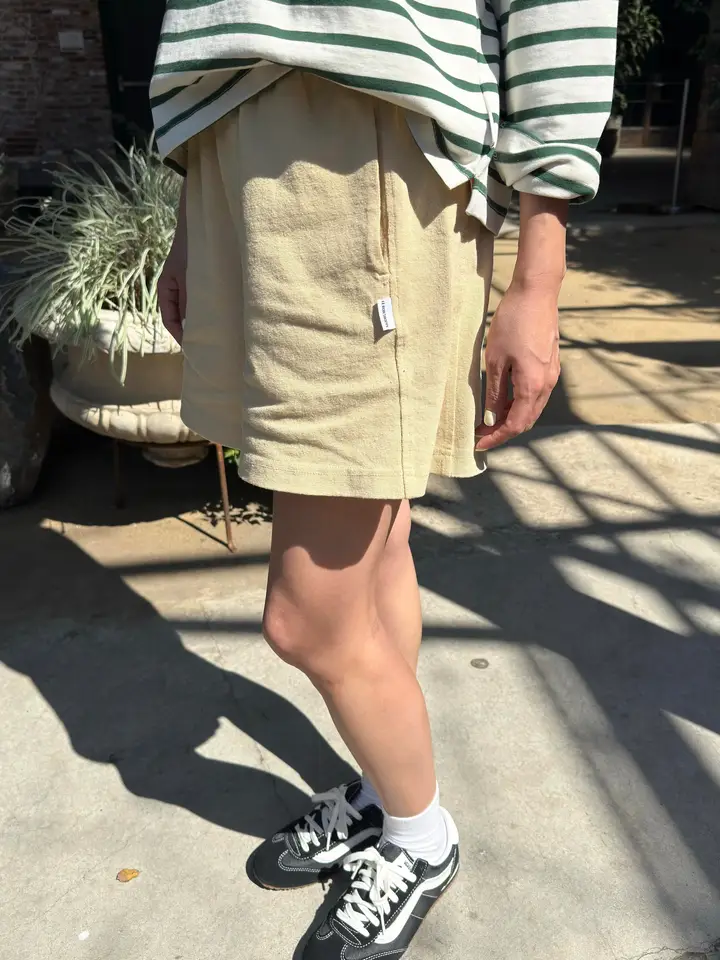 Flared Basketball Shorts in Butter - Image 2