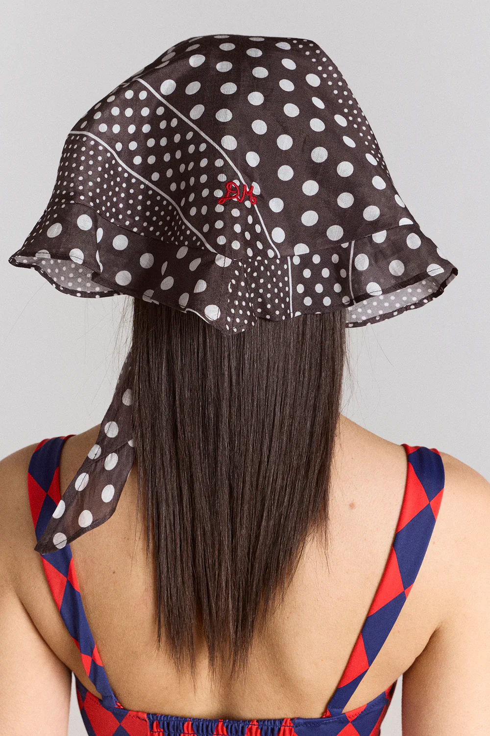 Frill Edge Headscarf in Spot Stripe - Image 3