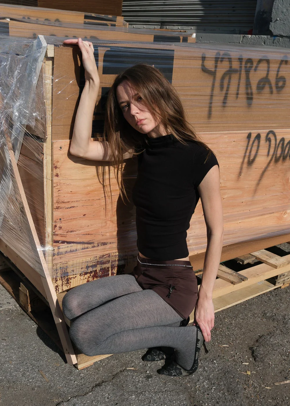 Gem Cap Sleeve Tee in Black