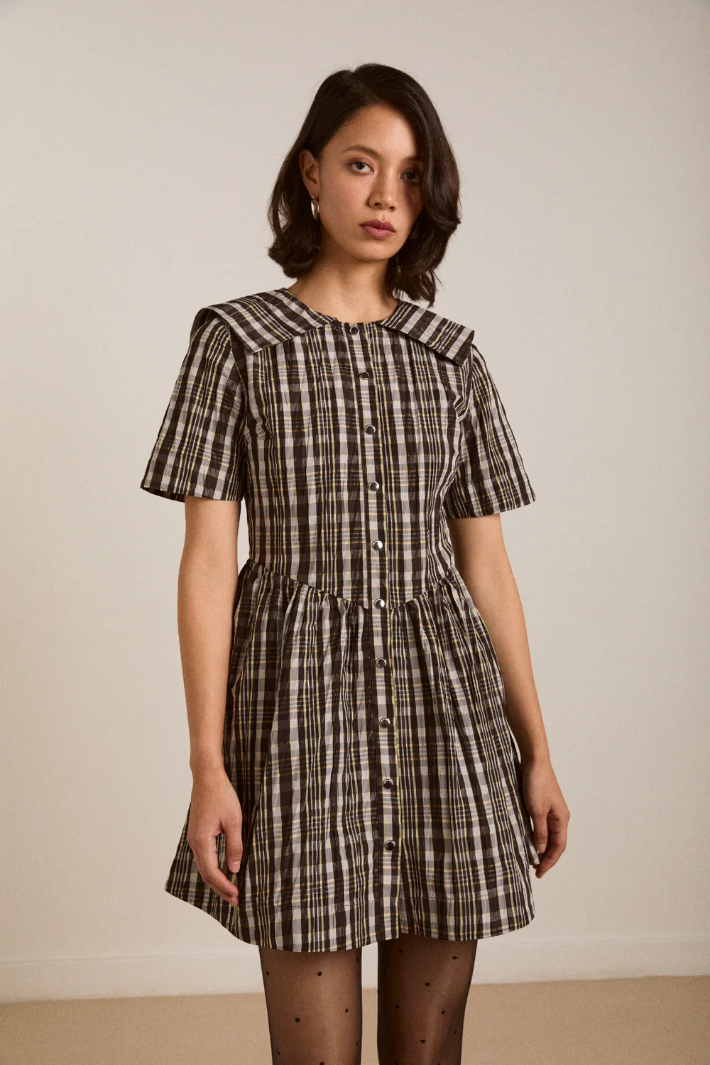 Miley Mini Dress - Yellow Check