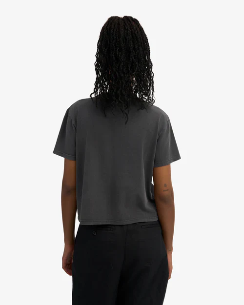 Organic Boxy Crop Tee in Faded Black - Image 3