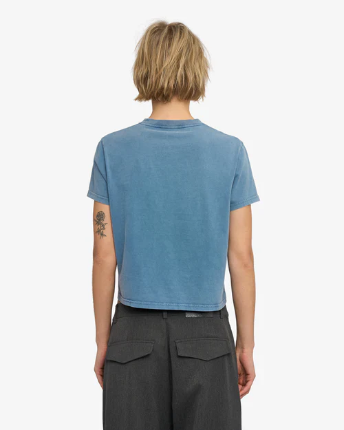 Organic Boxy Crop Tee in Faded Indigo - Image 4
