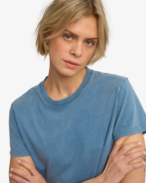 Organic Boxy Crop Tee in Faded Indigo - Image 5
