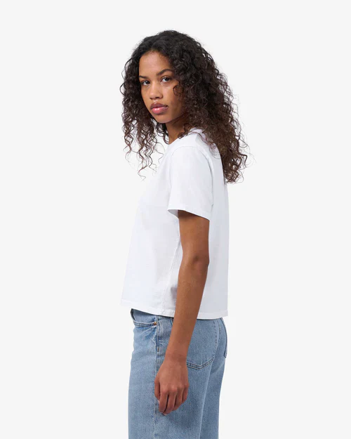 Organic Boxy Crop Tee in White - Image 3