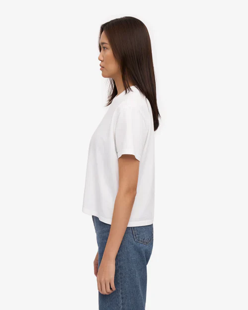 Organic Boxy Crop Tee in White - Image 6