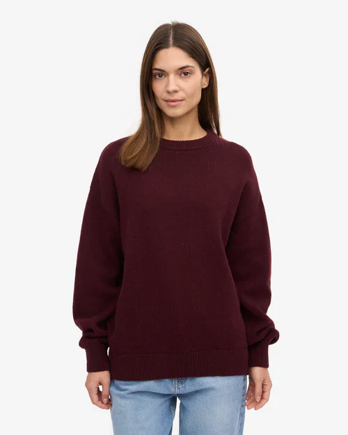 Oversized Merino Wool Sweater in Oxblood Red - Image 2