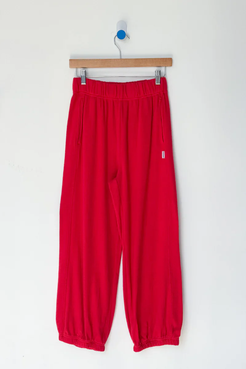 POINTELLE BALLOON PANTS IN RED APPLE - Image 4