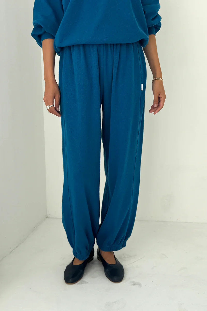 POINTELLE BALLOON PANTS IN SEA BLUE