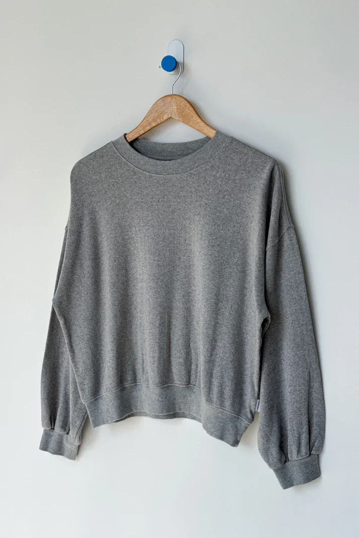 Pointelle Core Sweatshirt in Grey Melange - Image 2