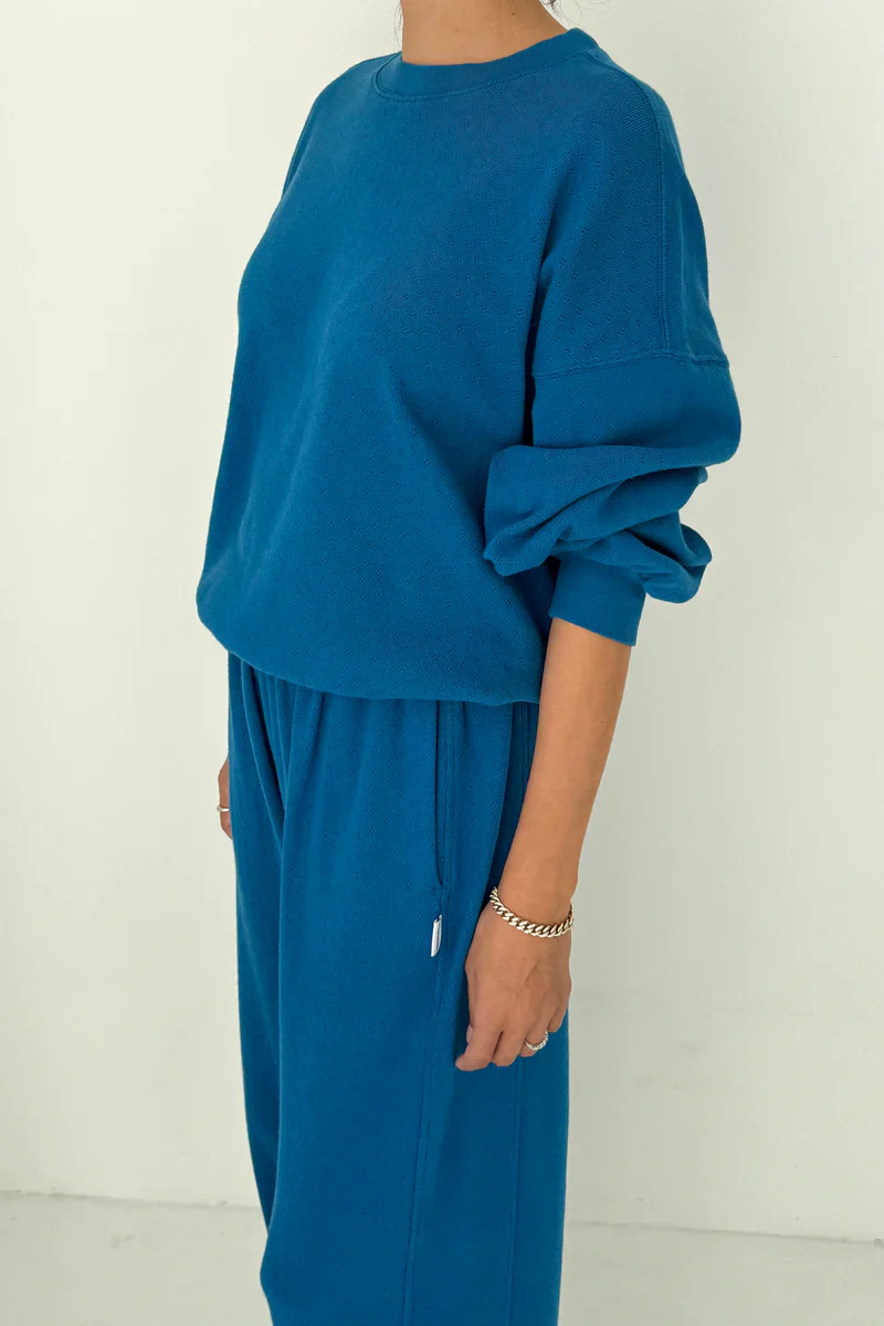 Pointelle Core Sweatshirt in Sea Blue - Image 2
