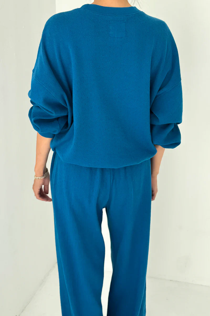 Pointelle Core Sweatshirt in Sea Blue - Image 3