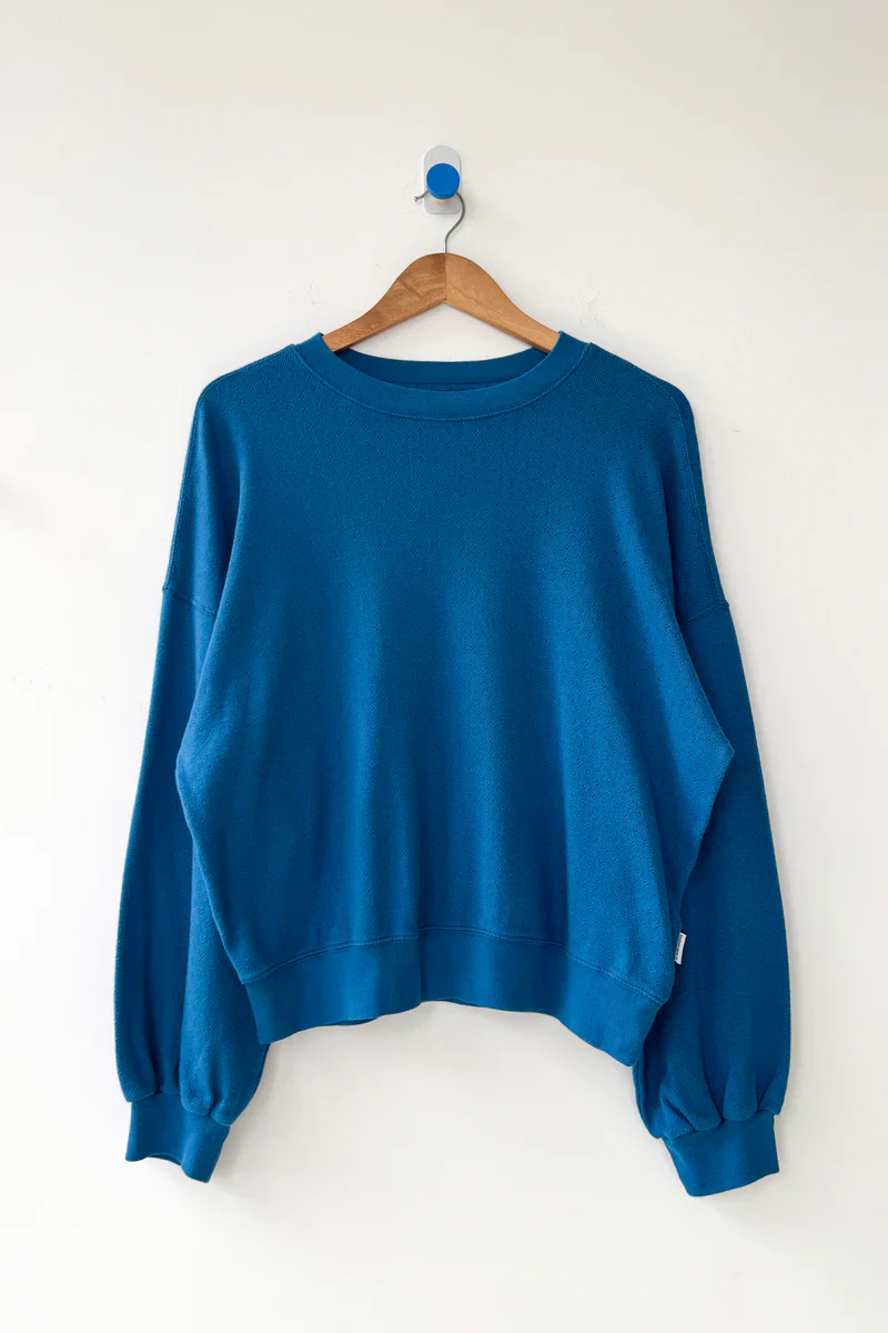 Pointelle Core Sweatshirt in Sea Blue - Image 4