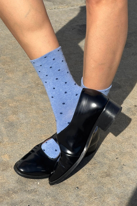 Polka Dot Sneaker Socks in Blue/Navy - Image 3