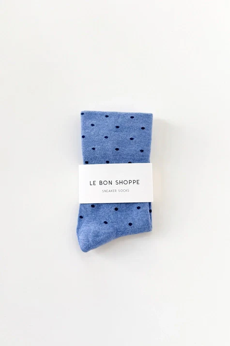 Polka Dot Sneaker Socks in Blue/Navy - Image 4