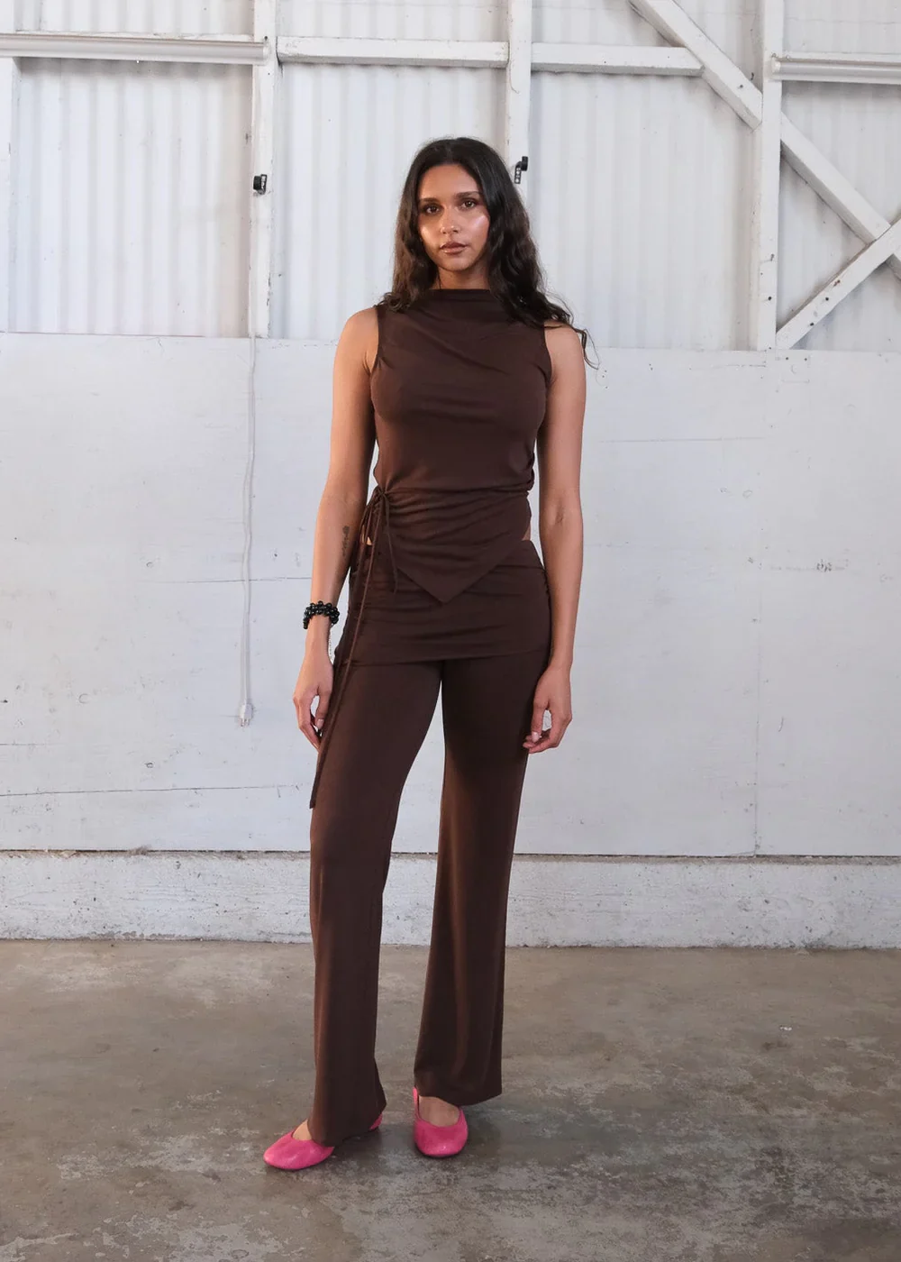 Portia Tie Top in Americano