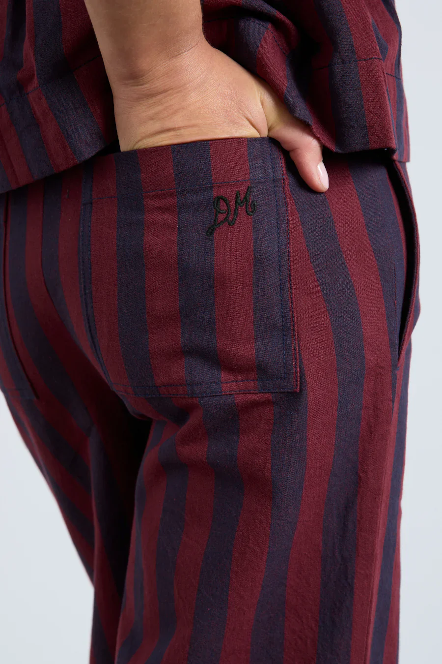 Rafe Trousers in Navy and Red Stripe - Image 3