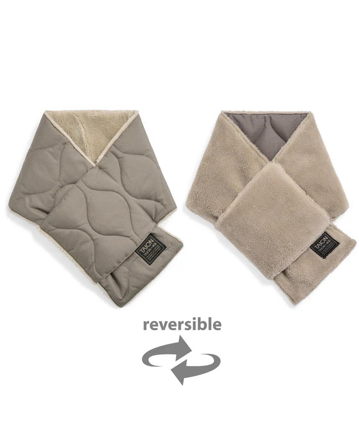 Reversible Down Scarf in Light Mocha and Beige