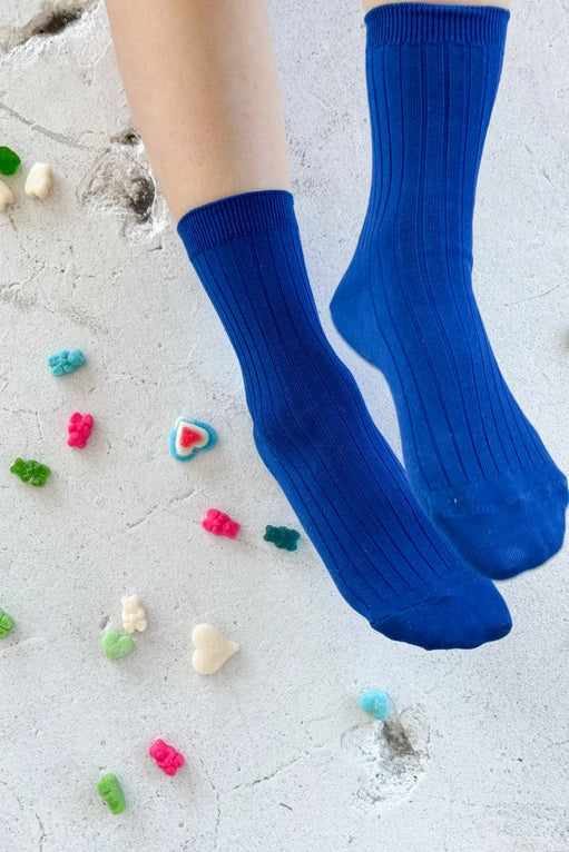 Ribbed Socks in Cobalt Blue - Image 3