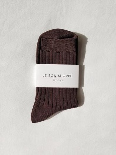 Ribbed Socks in Coffee Brown - Image 2