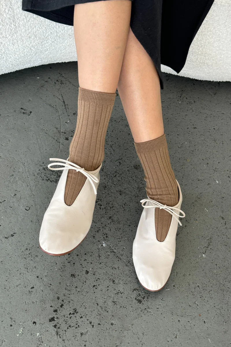 Ribbed Socks in Dark Tan - Image 3