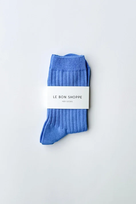 Ribbed Socks in Periwinkle Blue - Image 3