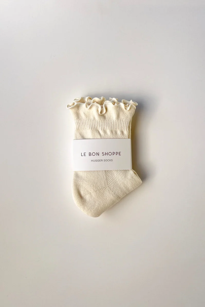 Ruffled Crew Socks in Vanilla/Red - Image 2