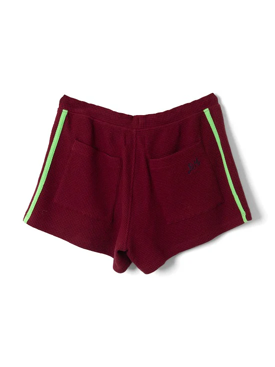 Rylee Waffle Shorts in Burgundy - Image 3