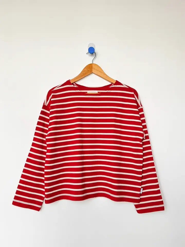 Sailor Top in White Stripe on Red