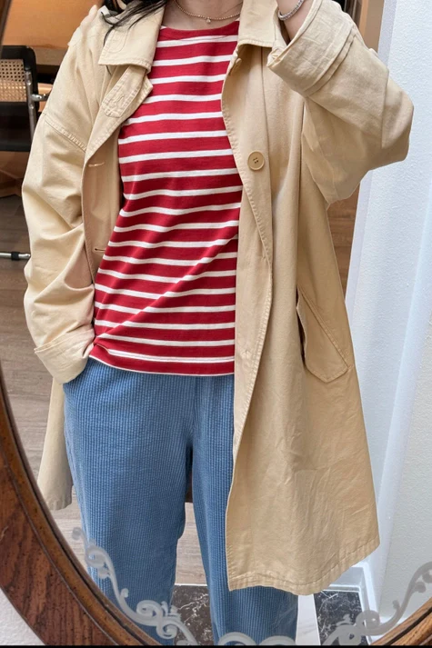 Sailor Top in White Stripe on Red - Image 2