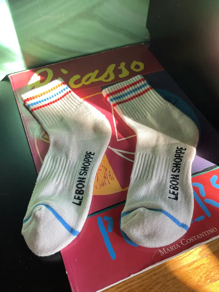 Short Striped Socks in Leche