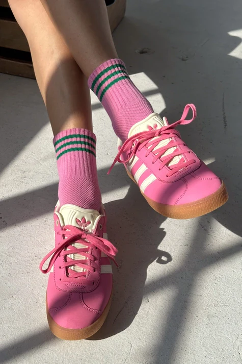 Short Striped Socks in Rose Pink - Image 2