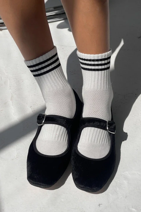 Short Striped Socks in White - Image 2