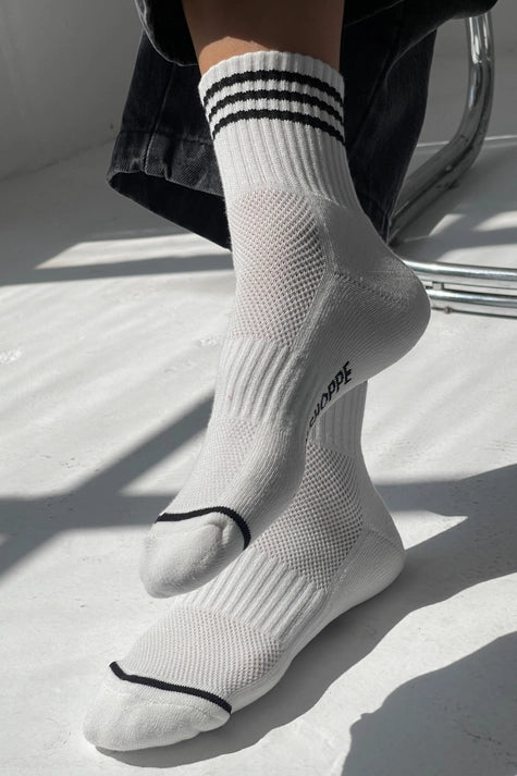 Short Striped Socks in White - Image 3