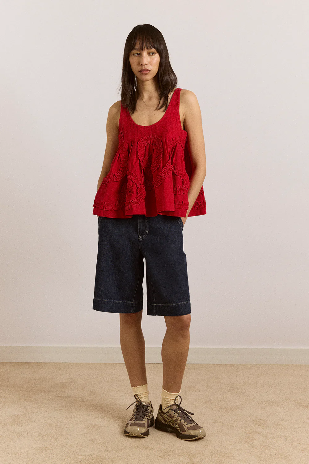 Stella Ruffle Cami - Red - Image 6