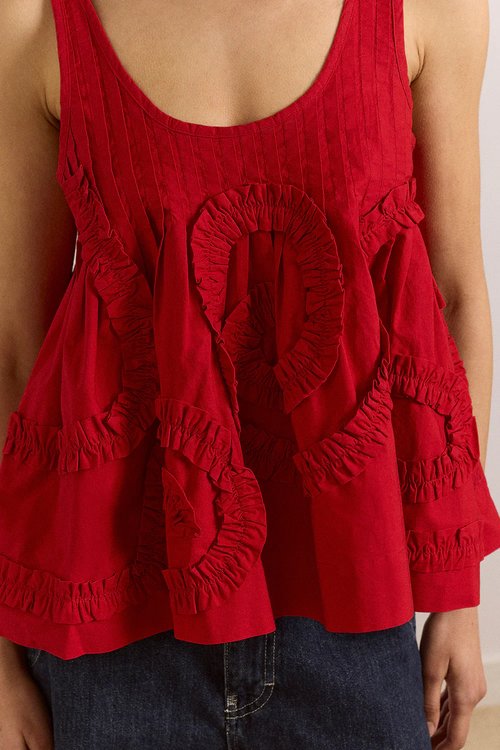Stella Ruffle Cami - Red - Image 7