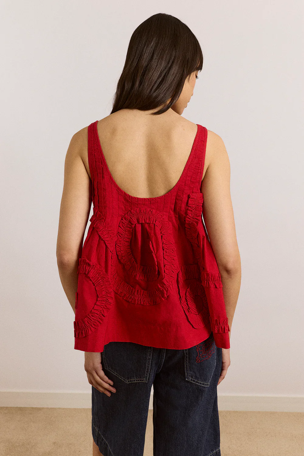 Stella Ruffle Cami - Red - Image 8