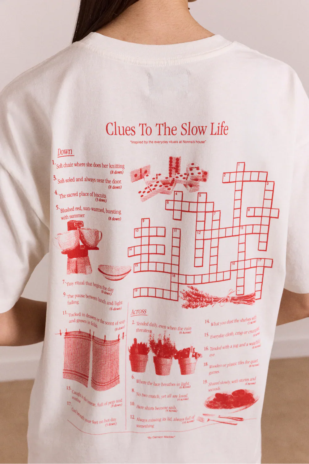 Slow Life Crossword Graphic Tee in Ecru - Image 3