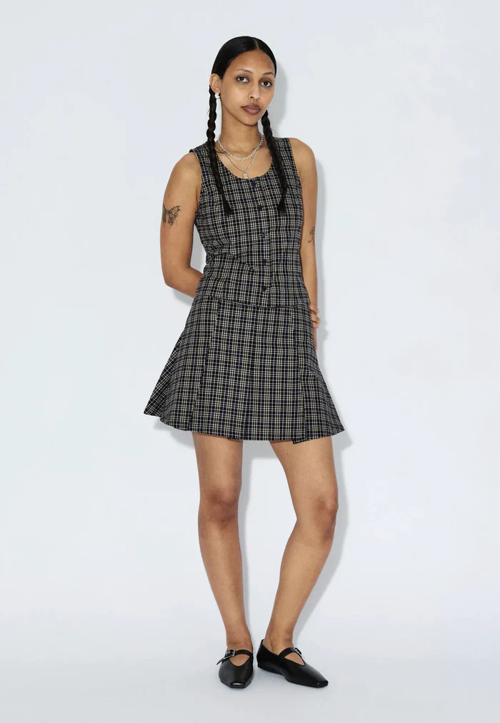 Sone Skirt in Black Summer Check - Image 3