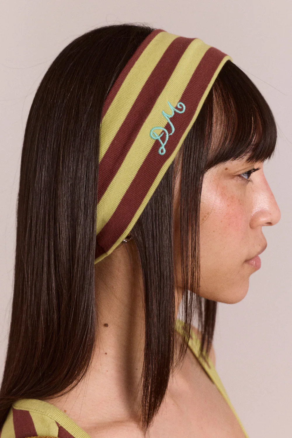 Stretch Headband - Green Stripe - Image 2