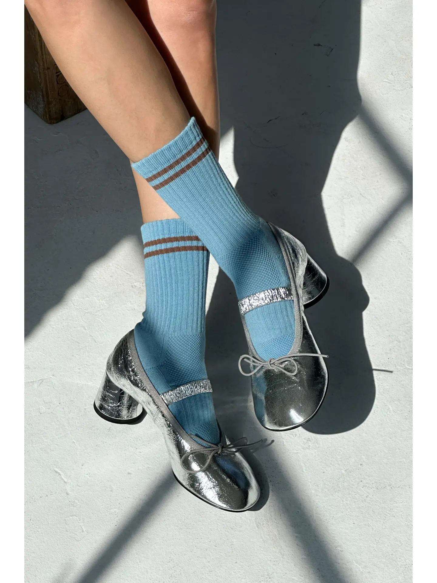 Striped Socks in Powder Blue - Image 3