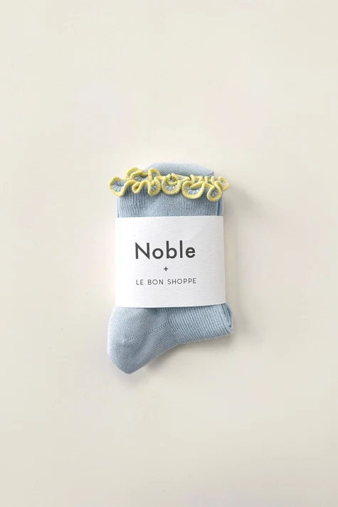 The Petite Ruffled Modal Socks in BABY BLUE / BUTTER - Image 4